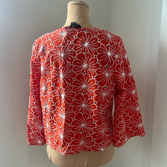 Andrew marc floral eyelet lace coral top - Picture 2 of 3